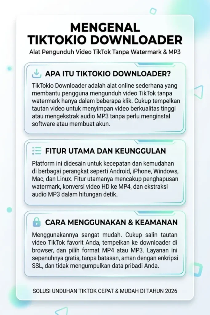 TikTokio Downloader – Unduh Video TikTok Without Watermark in HD MP4 & MP3