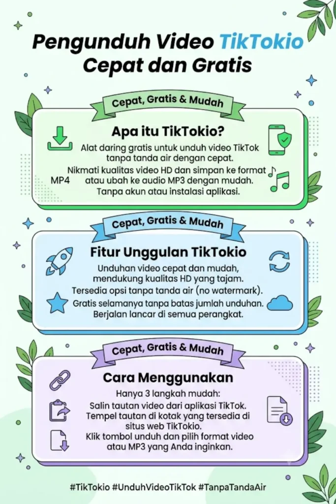 TikTokio Pengunduh Video Cepat dan Gratis dalam Hitungan Detik Tanpa Pendaftaran